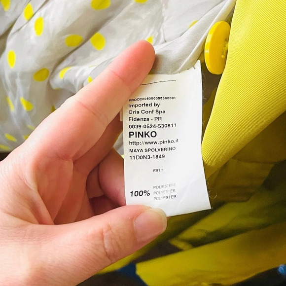 Pinko Italian Spring jacket 3/4 sleeve lime green/yellow SZ 8 - Picture 6 of 8